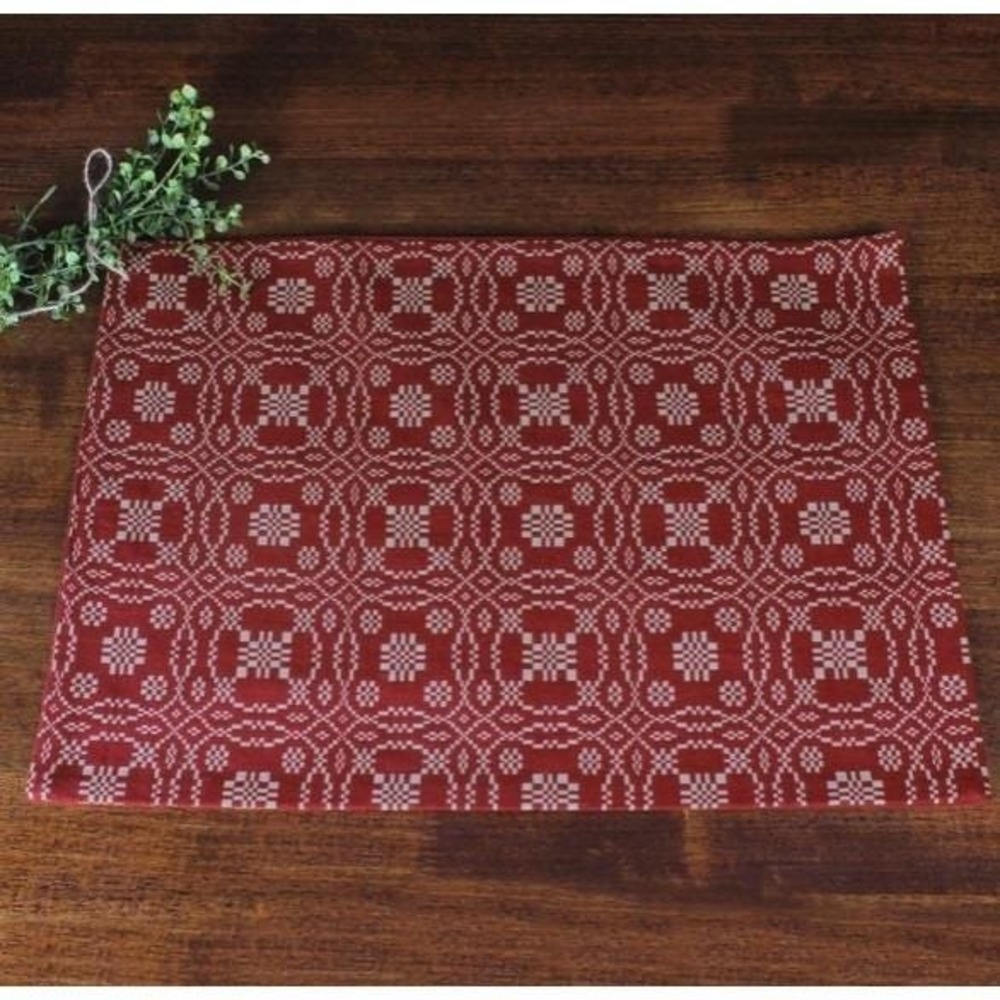 Primitive Colonial Lover's Knot Barn Red Coverlet Placemat 14" x 18" NEW